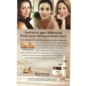 Aveeno Secret for Ageless Beauty Skin Care Health ADVERT 2000s Print Ad